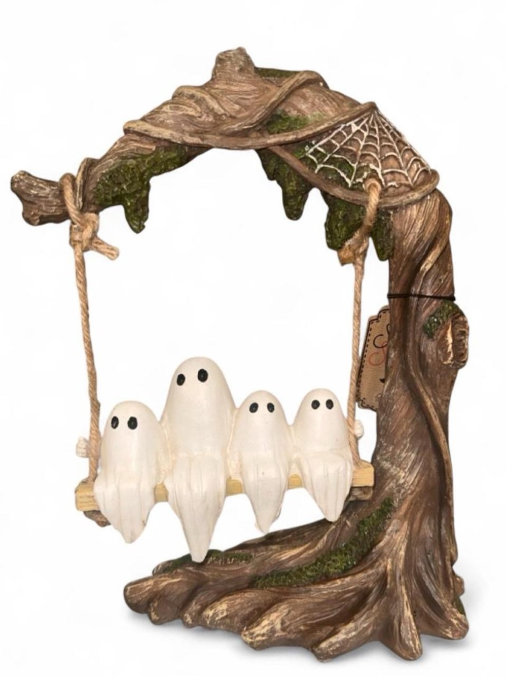 Ghost Quartet Swing Tree Figurine - White and Brown Halloween Decor